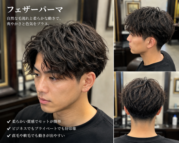 自然な毛流れで朝が変わるメンズパーマ