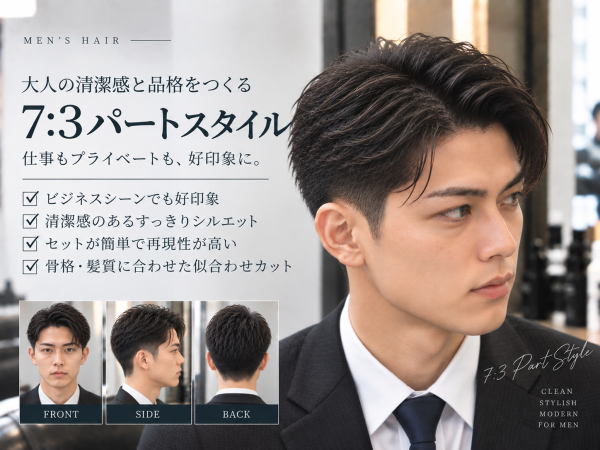御徒町で好印象を作る7:3パート｜メンズビジネスヘア