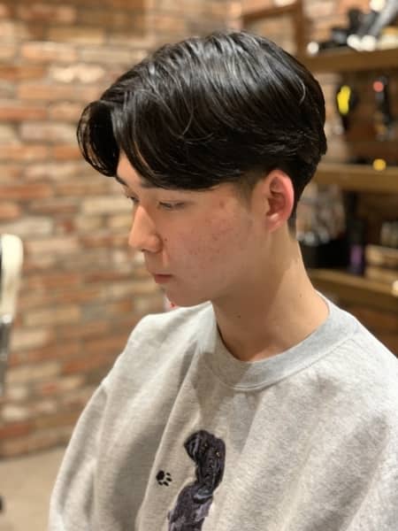 メンズセンターパート ニュアンスパーマ 御徒町 上野 秋葉原