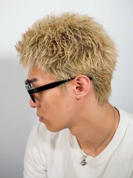 ハイトーンスパイキーショート/メンズハイトーン〈理容室〉
